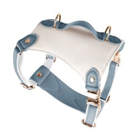 Leather Pet Vest Type Lead Rope Chest Strap (Option: Breast strap grey blue-S)