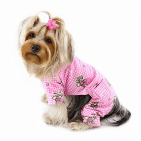 Adorable Teddy Bear Love Flannel PJ (Color: Pink, size: large)