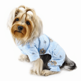 Adorable Teddy Bear Love Flannel PJ (Color: Light Blue, size: large)