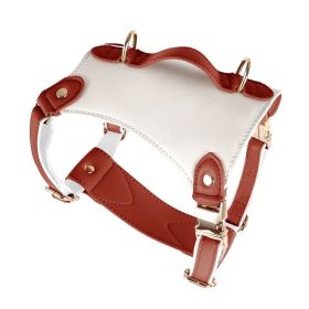 Leather Pet Vest Type Lead Rope Chest Strap (Option: Breast strap orange-S)