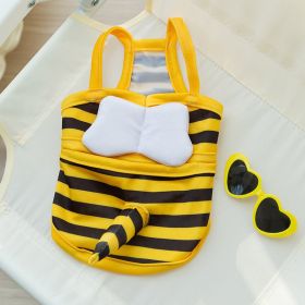 Dog Cute Bee Shape Swimsuit Suspenders Bifeet (Option: Yellow black bee-M)